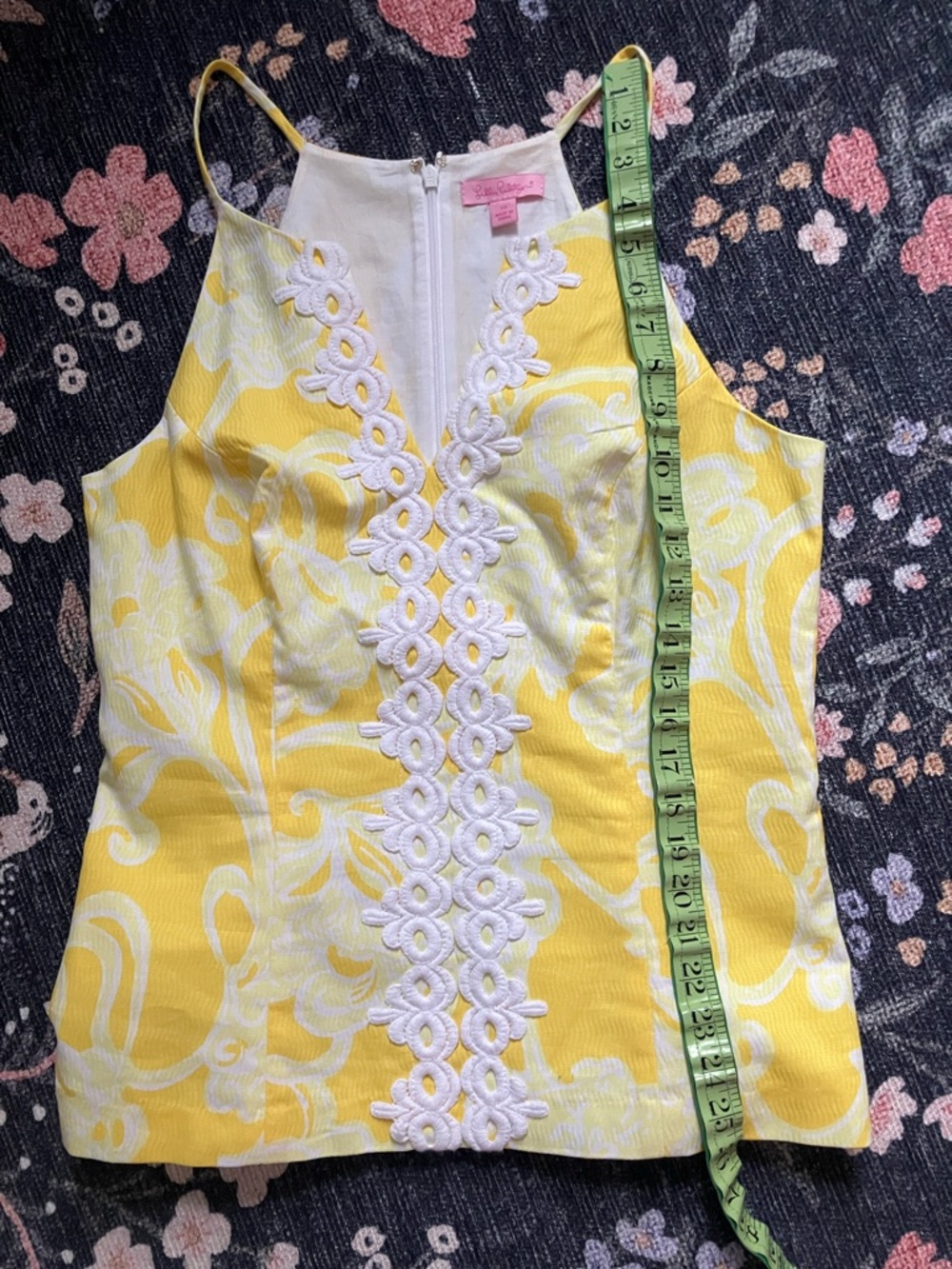 Lilly Pulitzer yellow and white floral embellished cotton Magnolia summer top 10 - Picture 11 of 14